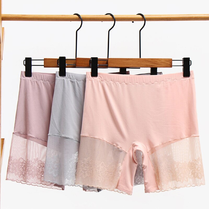 #39 til kvinder store størrelser sommer sexet blonder tynd tråd bomuld sikkerhedsbukser anti rub plus size shorts under nederdelen