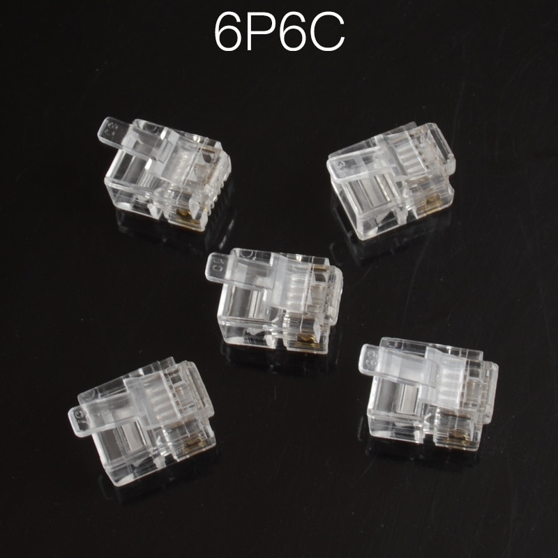 20pcs Durable 6 Pin RJ11 RJ-11 6P6C Modular Plug Telephone Phone Connector and NC Crystal Head