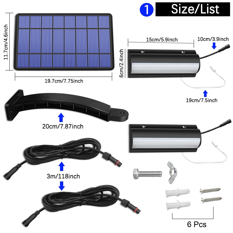 Weiß/warm LED Solar- Lichter 5500mAh Große Kapazität Batterie Solar- Lampe für Zimmer Balkon Terrasse Bar Licht W/ ziehen Schalter 3m Linie