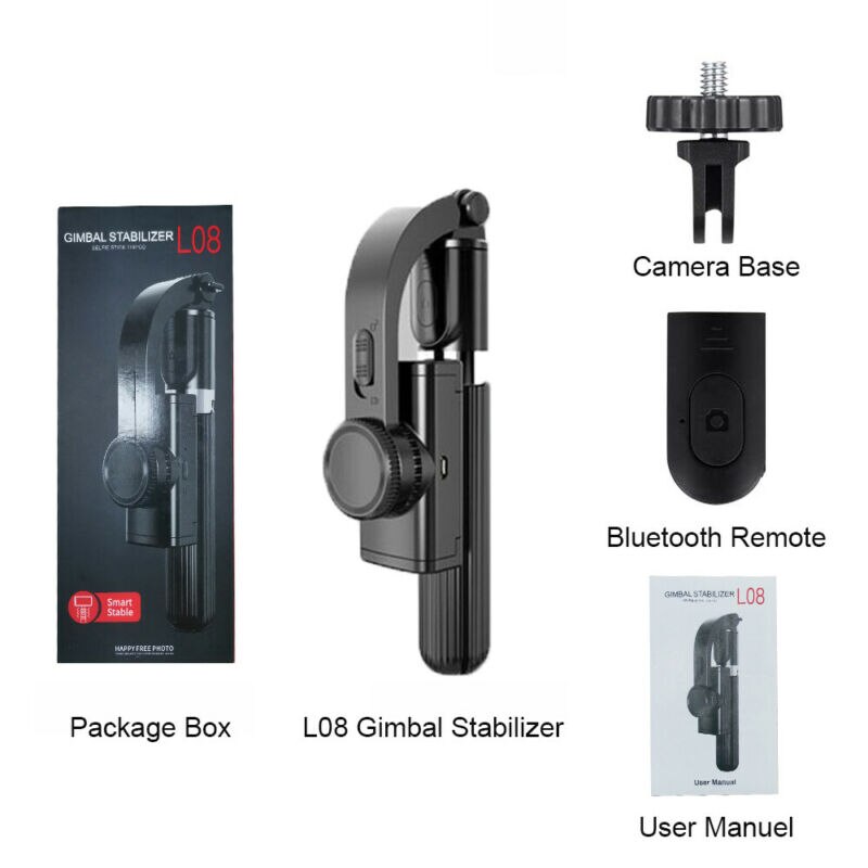 L08- fach tragbares selfie-stick-stativ mit gimbal-stabilisator und fernbedienung für smartphones, bluetooth-fähig