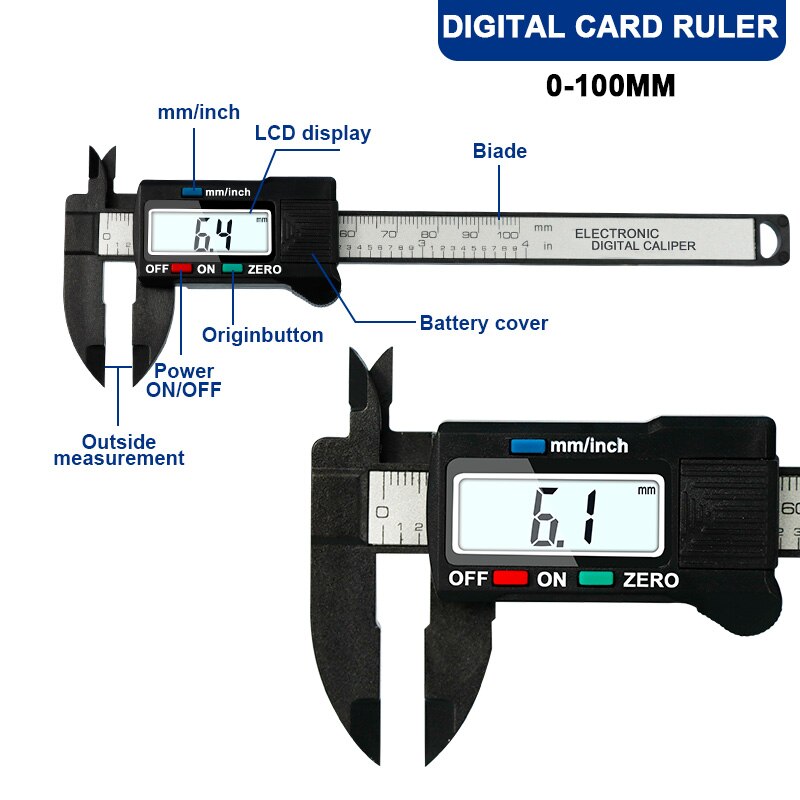 Digital Vernier Calipers Plastic LCD Electronic Vernier Caliper Gauge For Measuring Tool Mini Vernier Calipers Micrometer