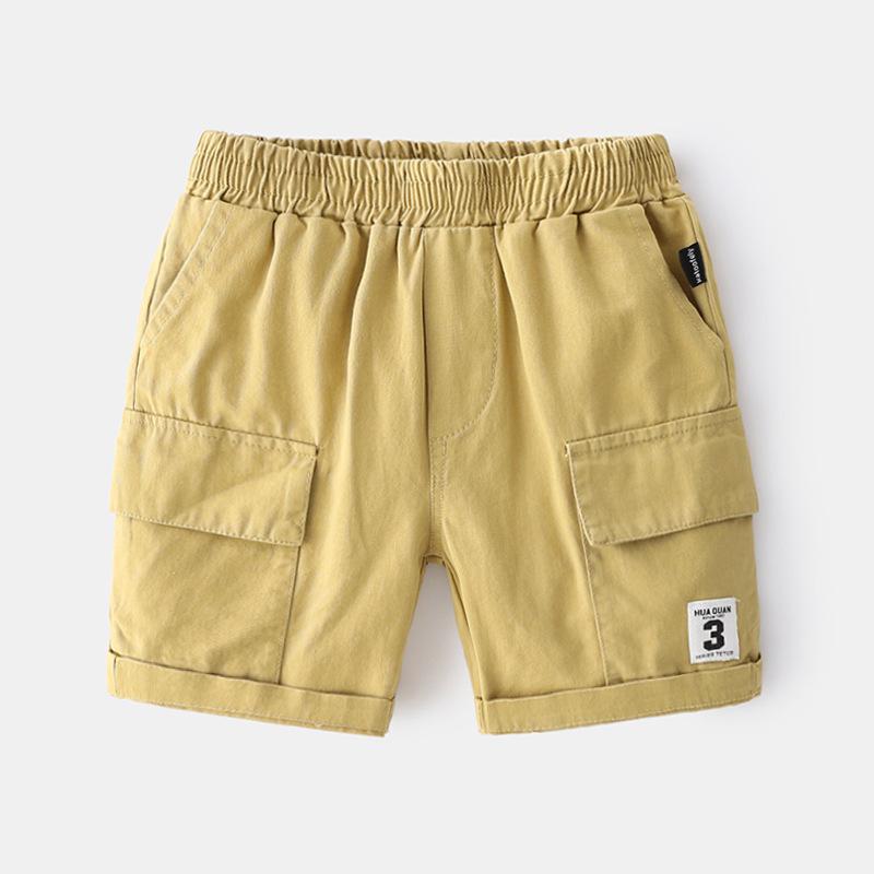 Zomer Jongens Shorts Effen Kleuren Kids Broek Zakken Kids Strand Korte Sport Korte Broek Kids: Khaki / 24M