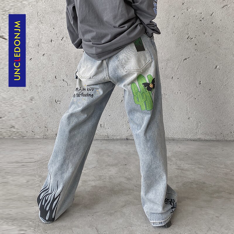 Uncledonjm Fw Losse Rechte Jeans Mannen Hiphop Broek Heren Gescheurde Jeans Heren Jeans Un-8216