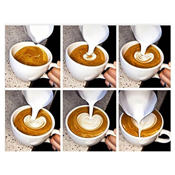 Melkemugge kanne melkeboller i rustfritt stål til melkeskummer håndverk kaffe latte melkeskummende mugge latte Kunst  (200ml)