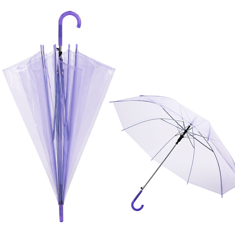 Clear Transparent Rain Umbrella PVC Rain Dome Bubble Rain Sun Shade Wedding Party Umbrellas Long Handle Straight Stick Umbrella