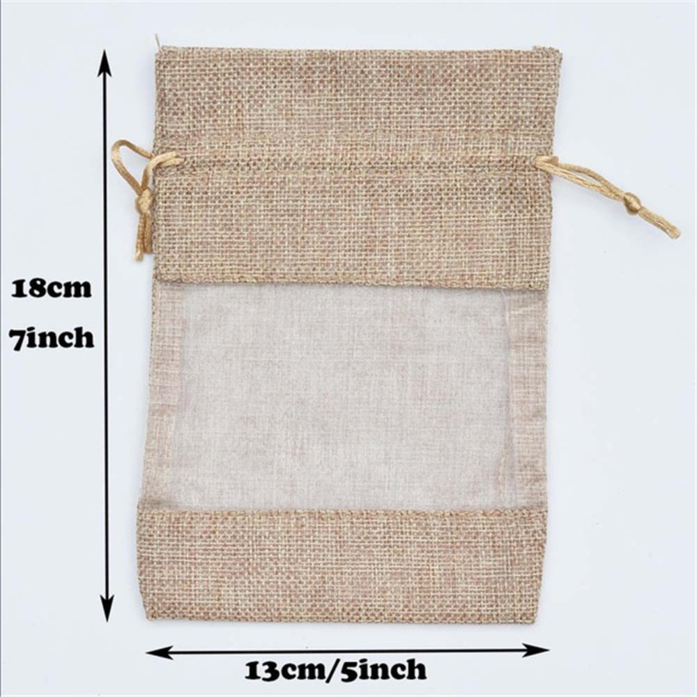 5pcs/lot Organza Jute Bags Burlap Drawstring Bag Wedding Party Favors Bags For Coffee Beans Candy Makeup Jewelry Packaging: B -5pcs