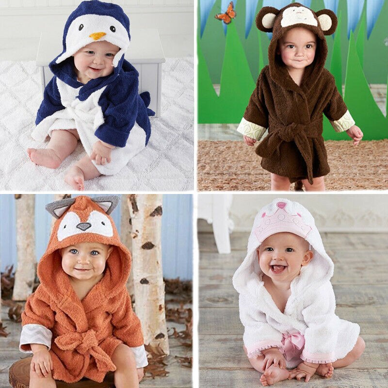 6M-5Y Animal Badjas Hooded Badhanddoek Voor Peuter Kids Baby Meisjes Jongens Gewaden Met Riem Winter Warmer Kleding