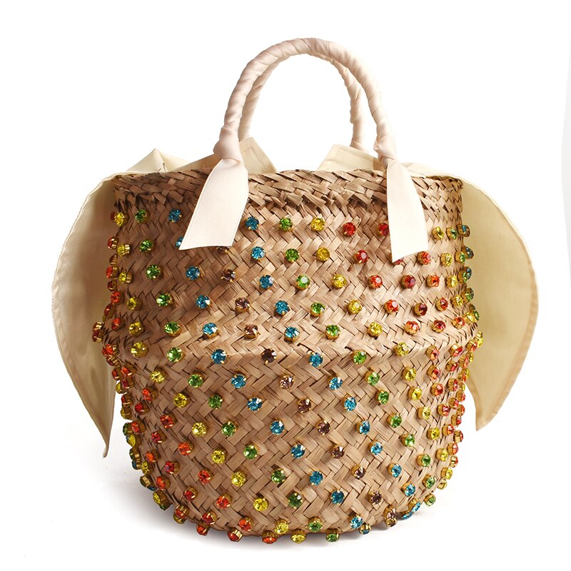 VIP acquista borsa da spiaggia per le vacanze estive con borse calde di design con borsa a secchiello intrecciata da donna con perle