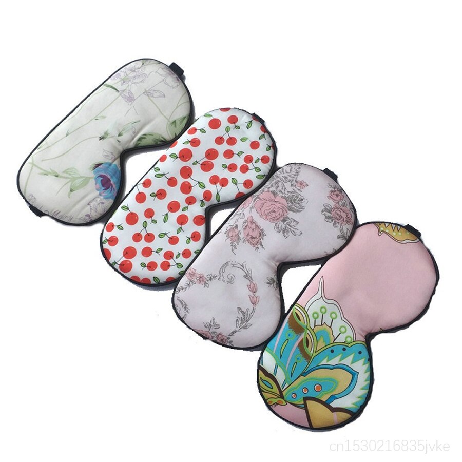 Mascarilla de seda de mora para dormir, 100% de porcelana china con estampado Floral, súper lisas, antifaz para dormir de viaje, azul y blanco