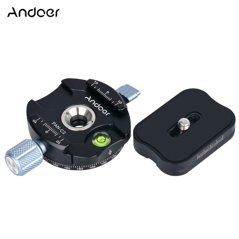 Andoer Pfanne-C1 Panorama Stativ Kopf Kugelkopf Klemme Adapter mit schnell Freisetzung Platte für Arca-schweizerisch ALS Standard QR platten: Blau