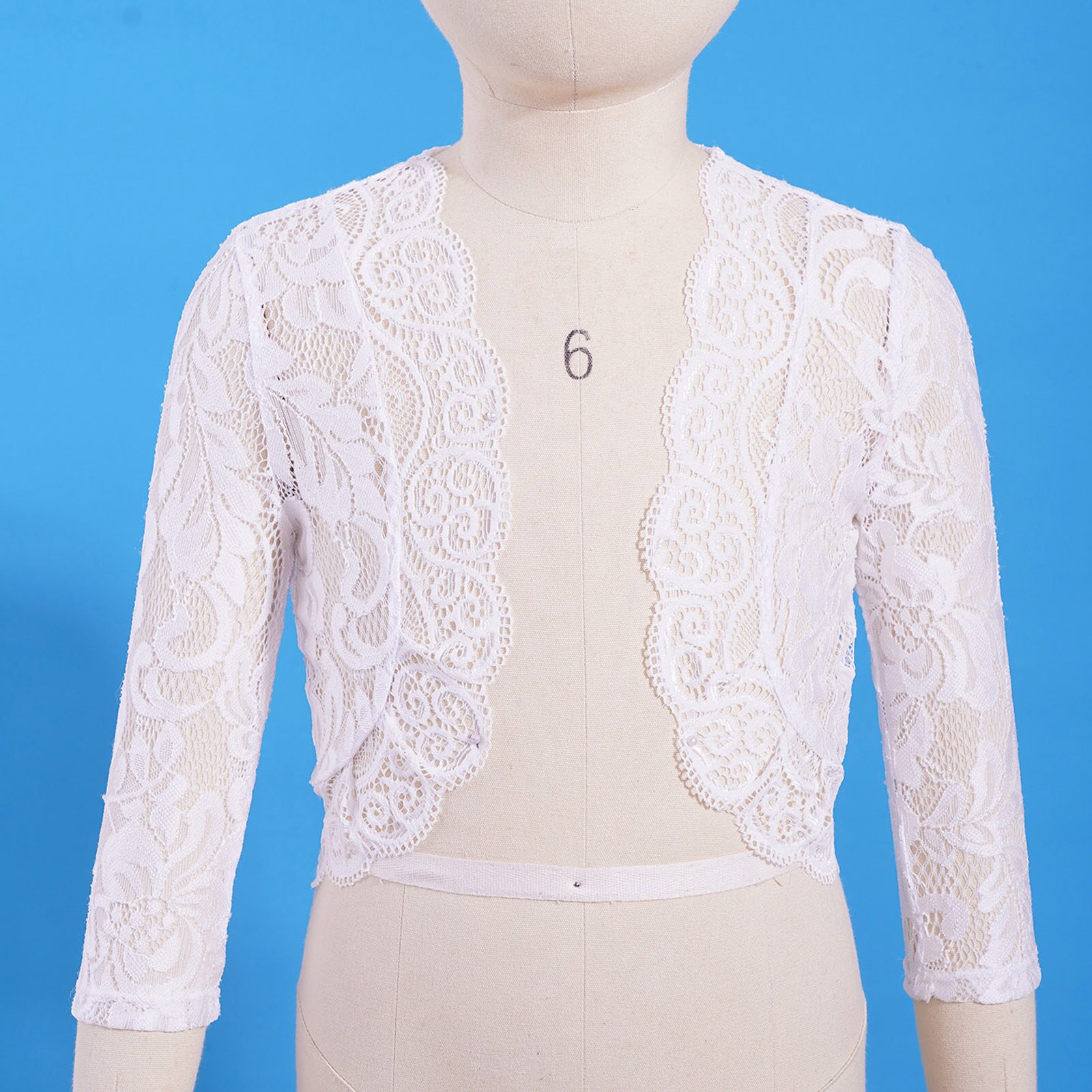 Girls Lace Bolero Shawl Long Sleeve Shrug Flower Girls Jacket Children Open Front Cardigan Princess Outerwear Kids Wrap