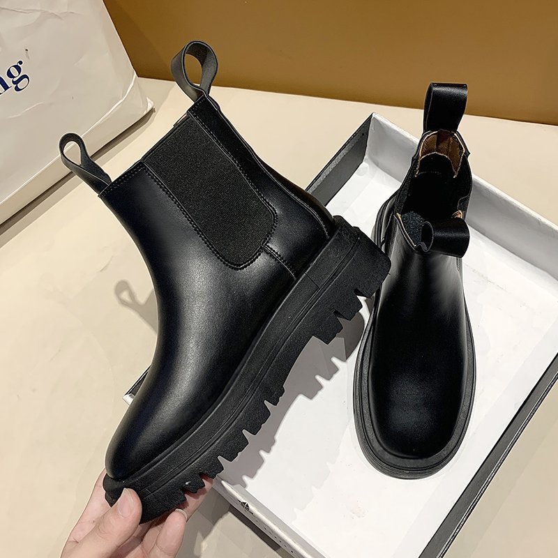 Damesko korte damestøvler chelsea platformstøvler bottine femme kort bootie slip-on udvendig sko botas mujer: Lavrør / 35