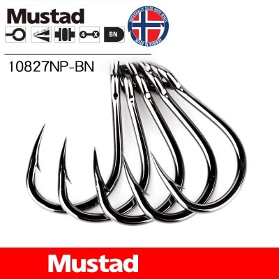 Mustad fiskekrokar 10827np- bn karp krok 1# 1/0 -12/0 södra olje jätte hav taggad fisk krok svart fisk