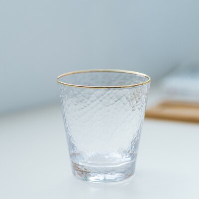 Gold Rim Bathroom Tumblers Toothbrush Holder Cup Transparent Glass Couple Brushing Cup Hotel Home Supplies Multi-function: single wide cup