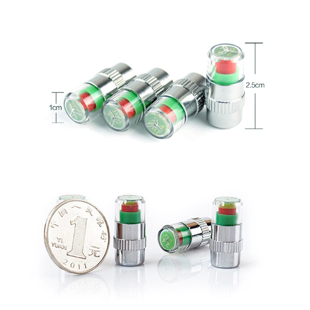 4Pcs Car Auto Tire Pressure Monitor Tyre Gage Alert Sensor Indicator Valve Caps