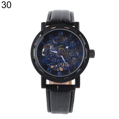 Skeleton Horloges Mechanische Automatische Horloge Mannen Sport Klok Casual Business Polshorloge Relojes Hombre: Black Blue