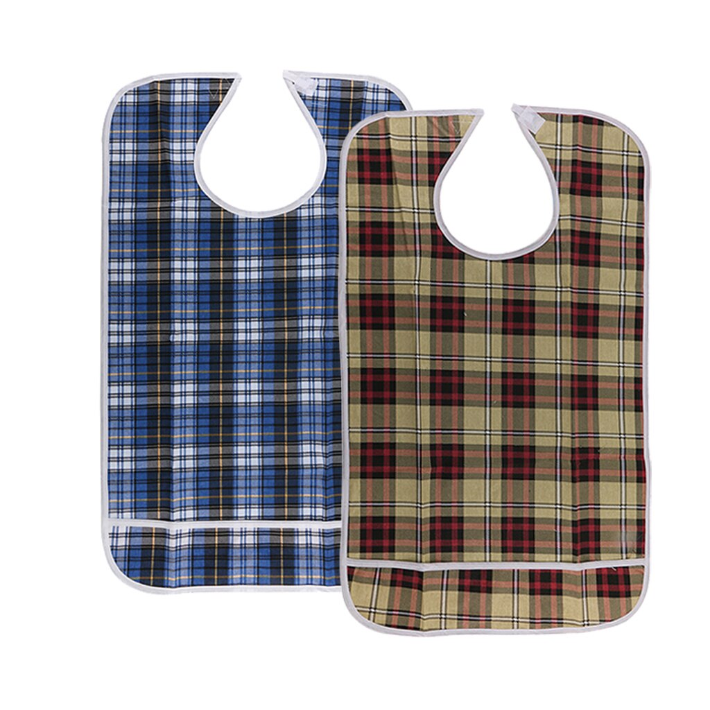 Bavoir étanche pour adulte et personne âgée, 2 pièces, résistant aux fuites, protection en tissu pendant les repas, tablier imperméable, bleu, kaki