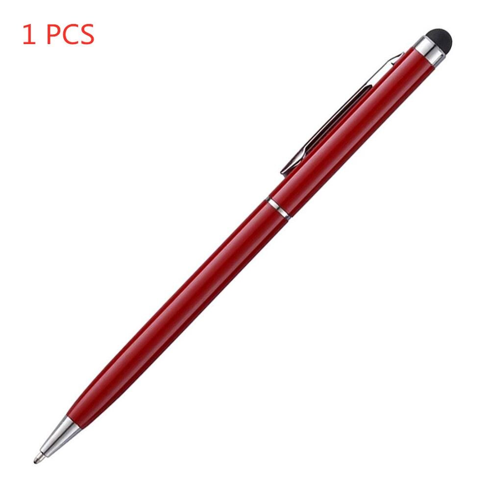 12 couleurs 1 pièces 5 pc/10 pièces 2 en 1 stylo à bille écran tactile stylet utile 2 en 1 tablette stylo pour Pad téléphone intelligent: Dark Red-1pcs