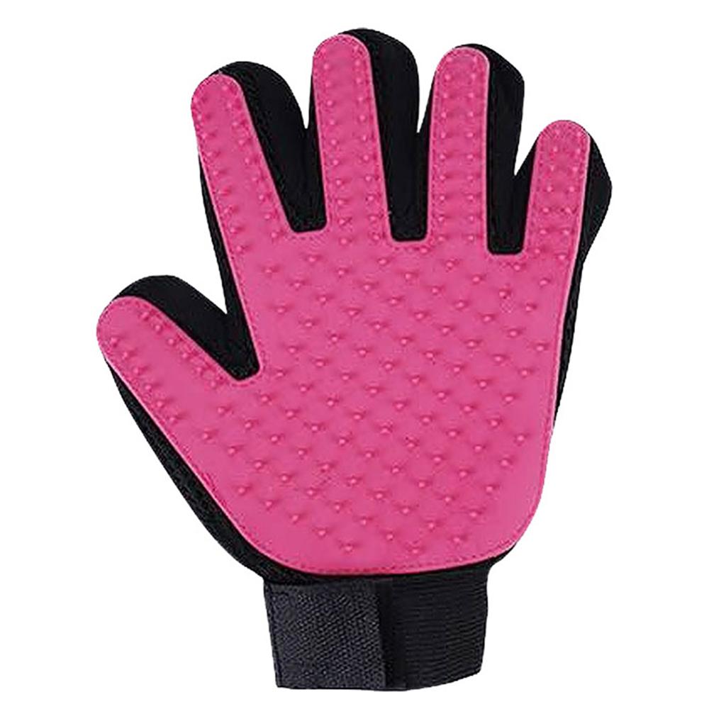 Pet Glove Cat Grooming Glove Cat Hair Brush Gloves Dog Comb for Cats Bath Clean Massage Hair Remover Brush for: pink left