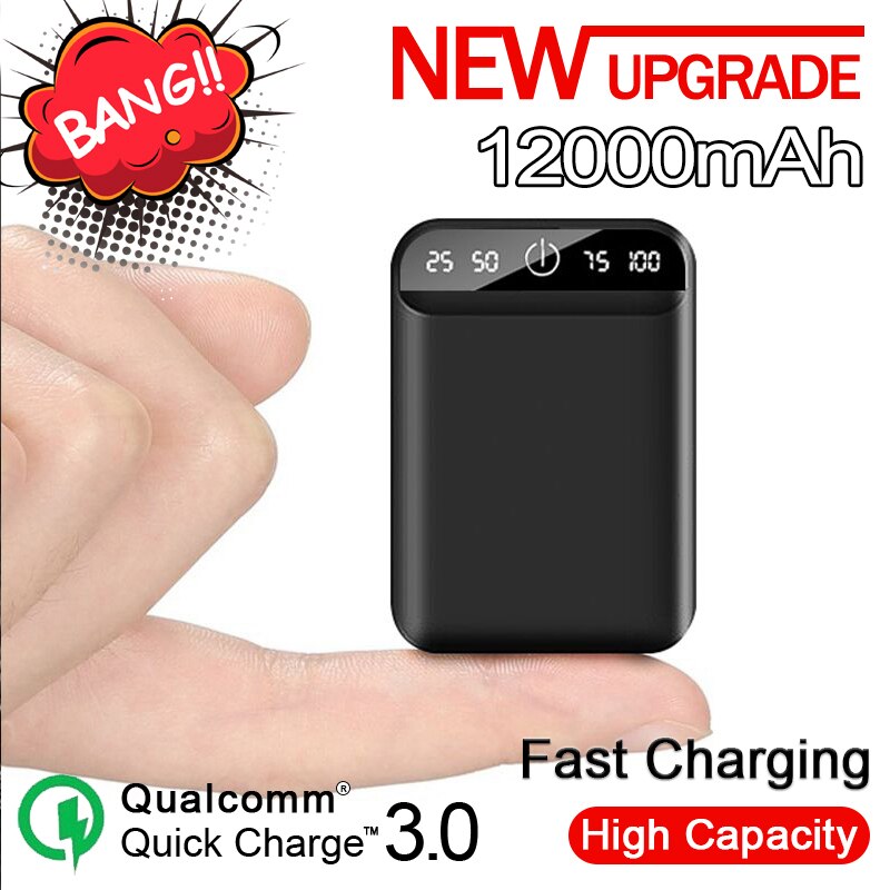 12000mAh Mini Power Bank doppia uscita USB caricabatterie portatile viaggio esterno batteria esterna batteria Mobile carica Power Bank