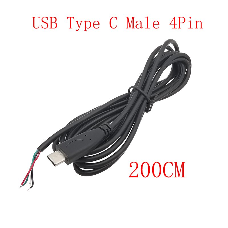 Cable de fuente de alimentación USB tipo C, adaptador de conector de enchufe macho y hembra de 2/4 pines para Cables de carga de datos, reparación de Cables DIY: YELLOW / Bajo 5 Unids