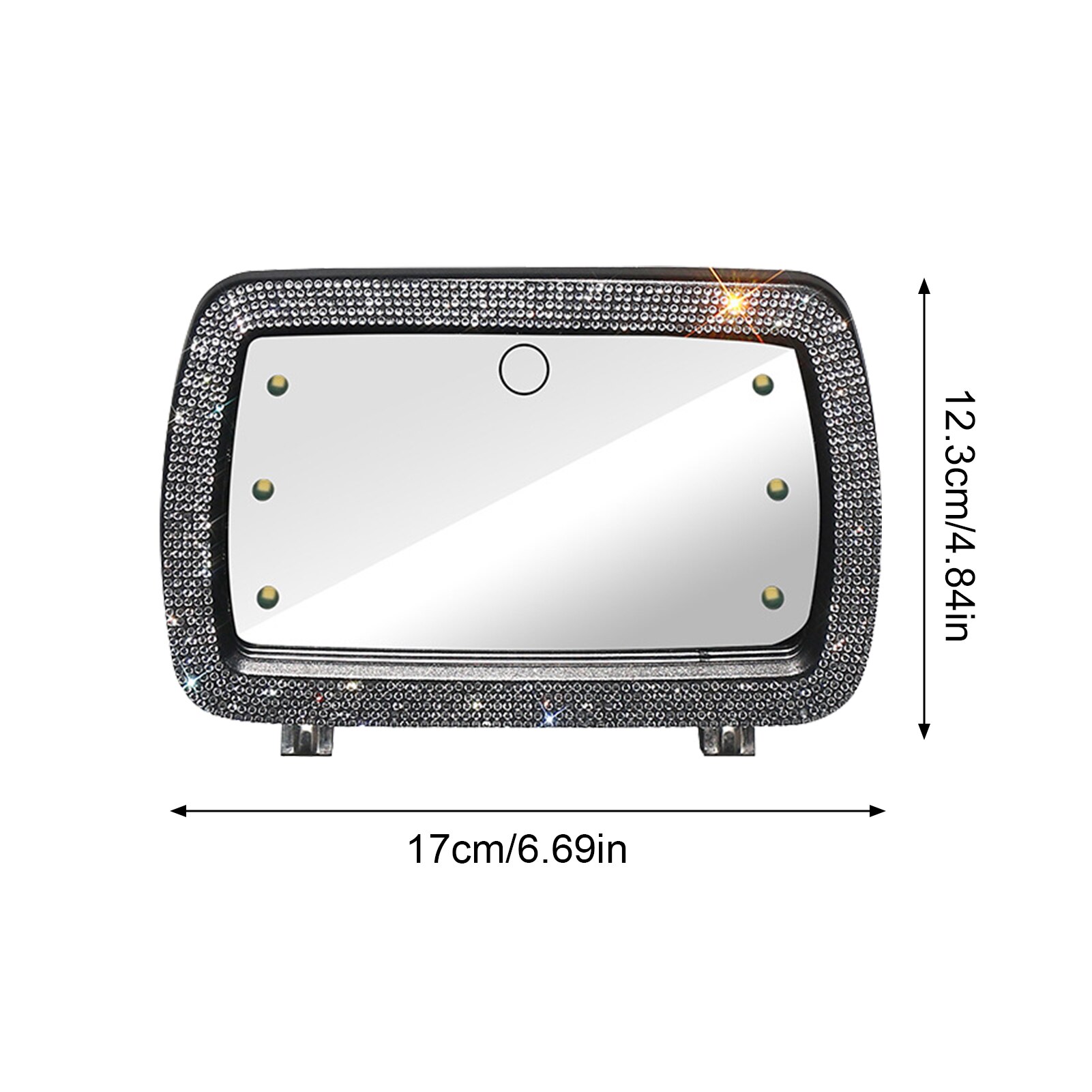 Espejo de tocador LED para coche, espejo de maquillaje con 6 luces, Universal, con batería integrada