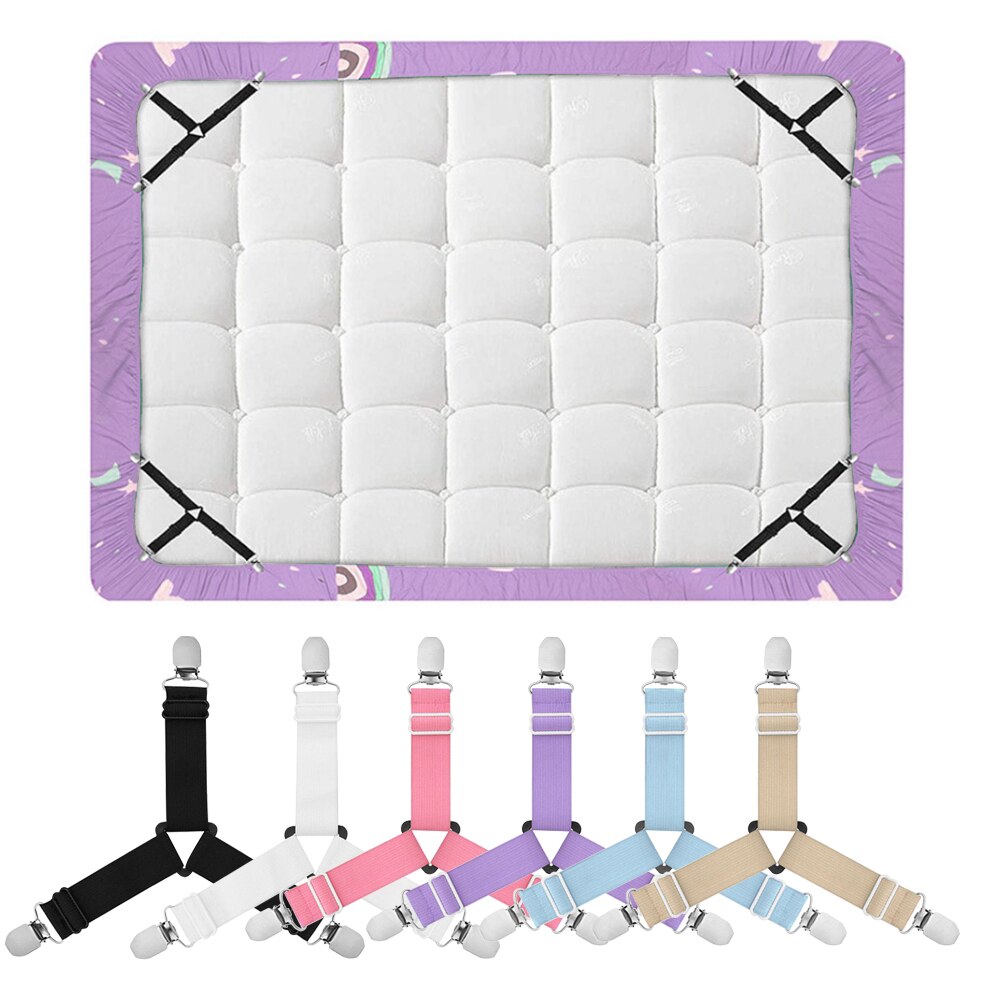 1/4Pcs Grippers Suspender Cord Clasps Adjustable Elastic Mattress Cover Adjustable Bed Sheet Fastener Strap Home Organize Gadget