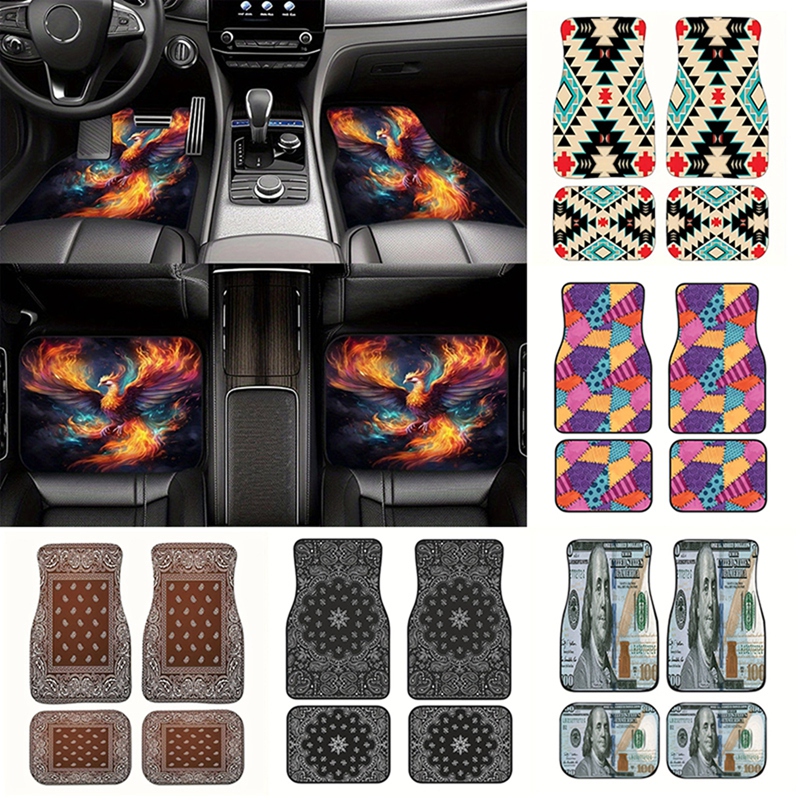 4 st/set bilmattor bilgolvskydd bohemiska heltäckningsmattor universella fotkuddar set biltillbehör bildekoration
