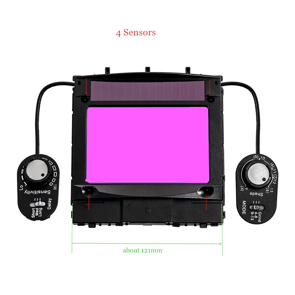 Filtr spawalniczy zobacz rozmiar 100x65mm (3.94x2.56 ") słoneczny 4 czujniki automatyczne przyciemnianie 1111 pełny zakres cień 4 (3)-13 robić hełmów spawalniczych