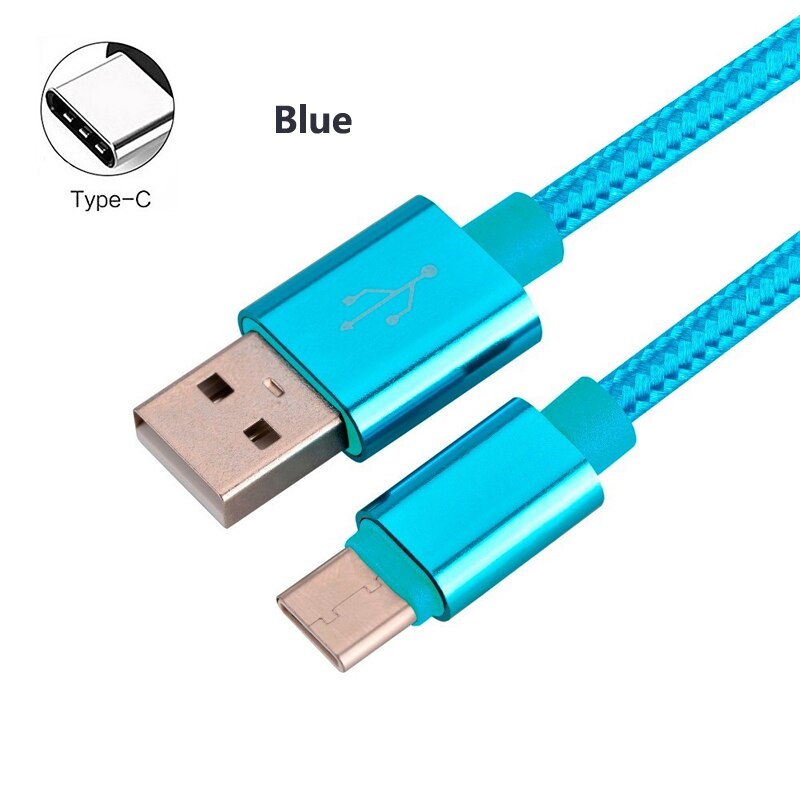 Cargador de coche de carga rápida 3,0 Cable de carga rápida USB tipo C para Huawei P40 P30 P20 Pro Honor 10X lite 9X 9A: Type C Cable Blue