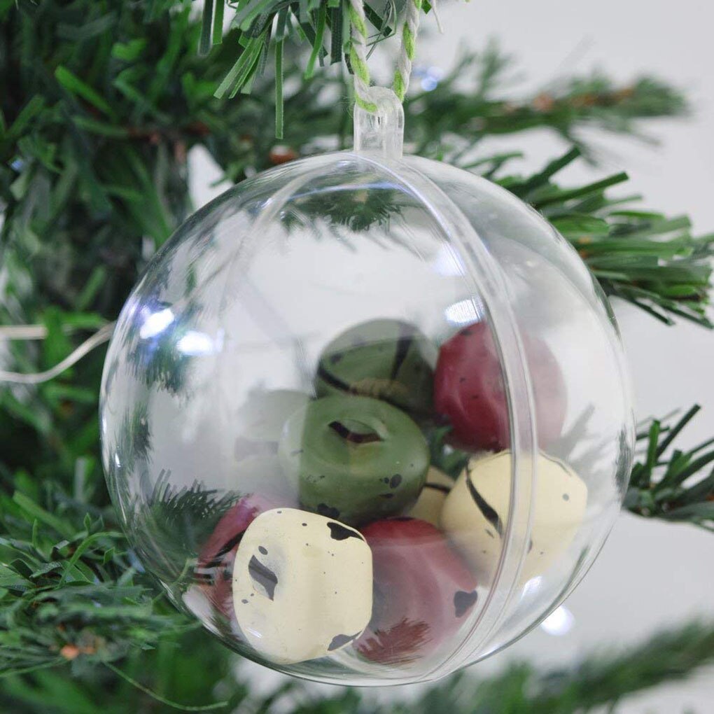 10PCS 4/5/6/8CM Transparent Ball Open Plastic Clear Bauble Ornament Christmas Party Hanging Pendant Package Supplies