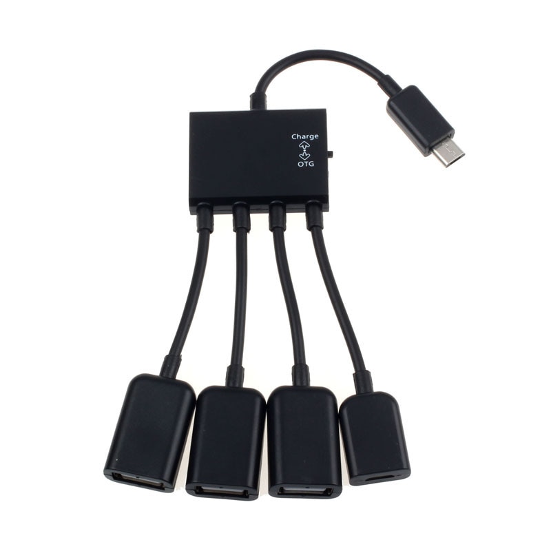Carprie Zwart 4 Port Micro Usb Power Opladen Otg Hub Kabel Voor Smartphone Tafel 6J13