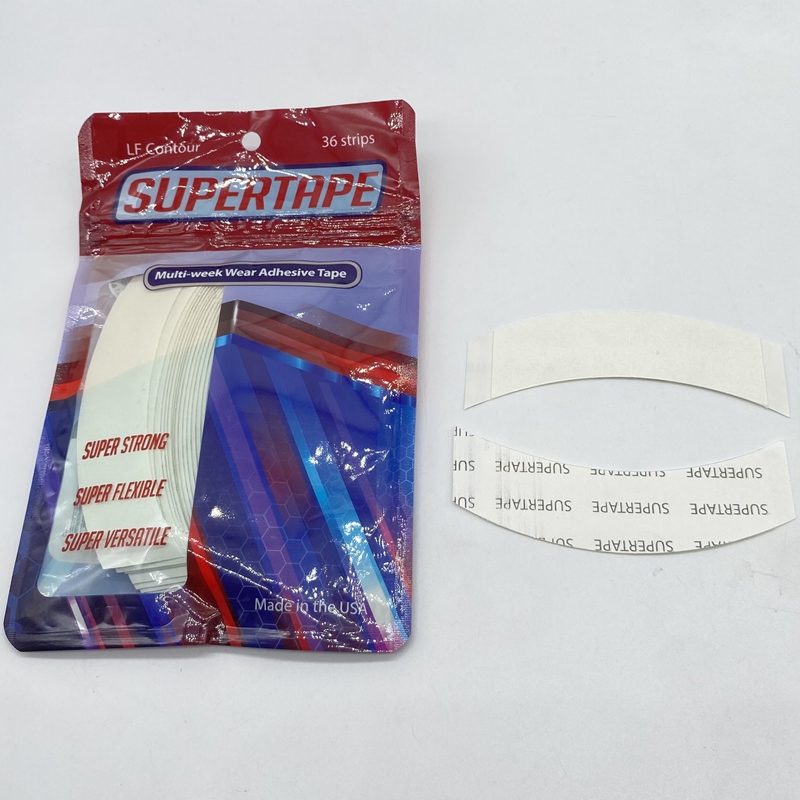 36 Stück C-förmiges weißes SUPERTAPE-Klebeband mit Spitzenfront für Perücken, selbstklebendes Toupetband, 3 Wochen, langlebig, 7,6 x 2,2 cm