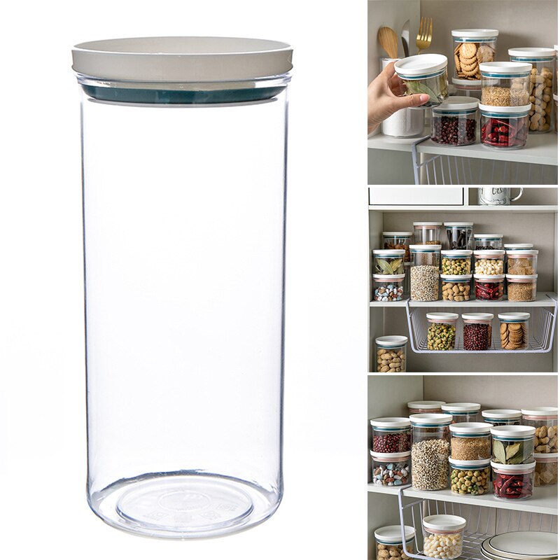 Plastic Airtight Food Container Sealing Storage Canister With Lid Cereal Seasoning Jar Sealed Flour Tank Kitchen Supply Bottles,