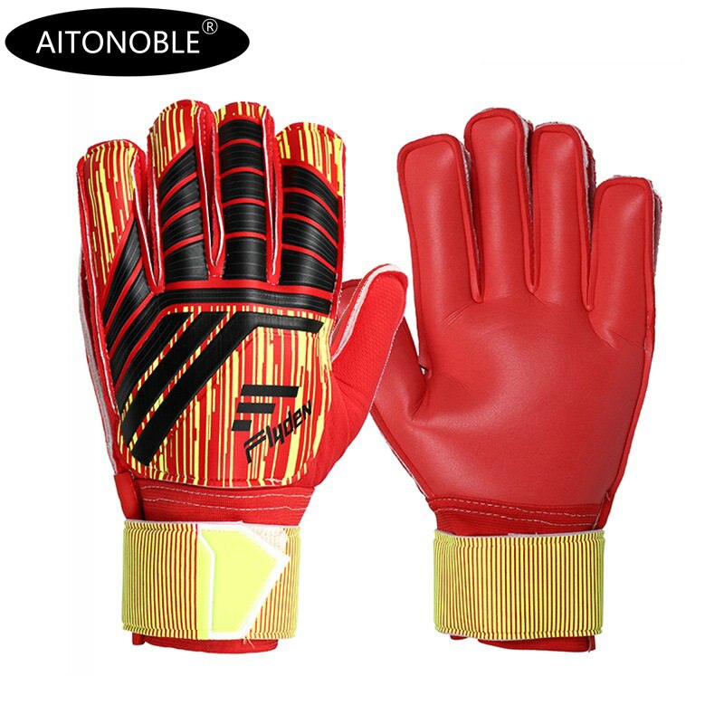 Aitonoble Professionele Voetbal Doelman Glvoes Latex Vinger Bescherming Volwassen Studenten Voetbal Goalie Handschoenen: 8 / Red