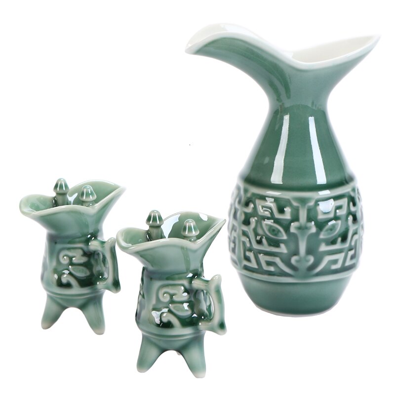 Zestaw do wina ceramicznego w stylu chińskim naśladuj starożytne naczynie do wina kubek retro likier separator flagon do picia pudełko na wino