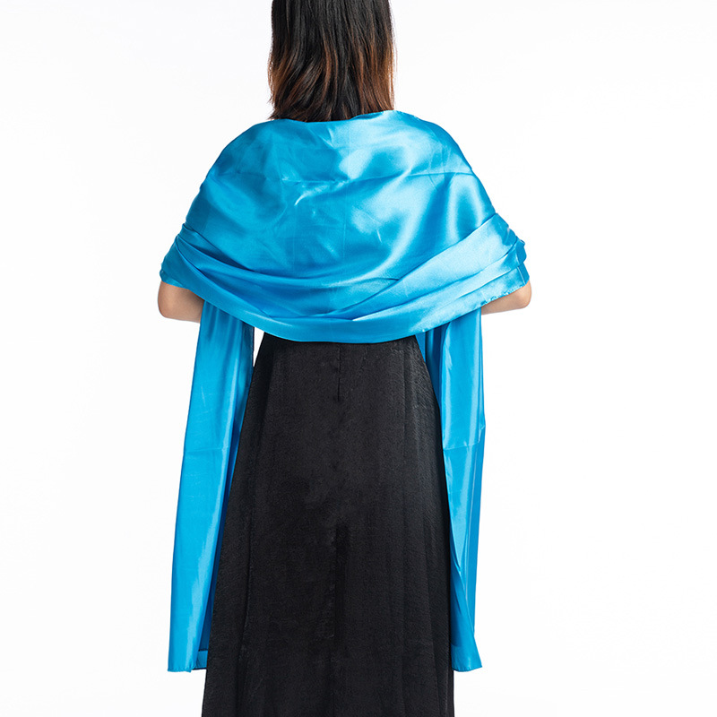Vestido de noche largo de satén para mujer, bufanda protectora para cuello, pañuelo para la cabeza, capa fina con borlas para , chal cálido, Hhijab, Q63: Rojo