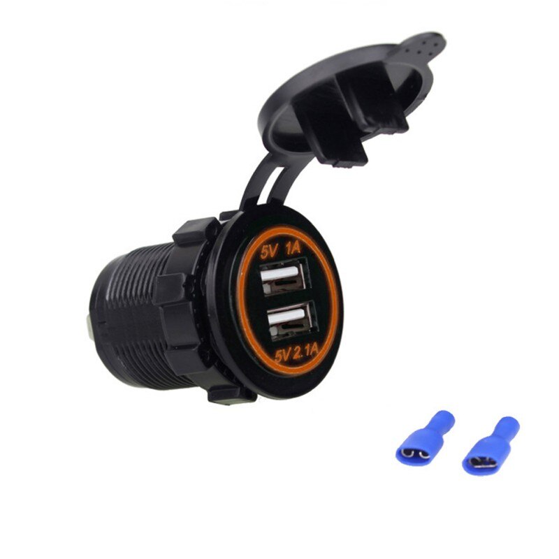 Motorfiets Usb Charger Modificatie Waterdicht Dual USB Enkele LED 12 V-24 V 3.1A Socket Mount Oplader Voor Auto truck RV Boot: Oranje