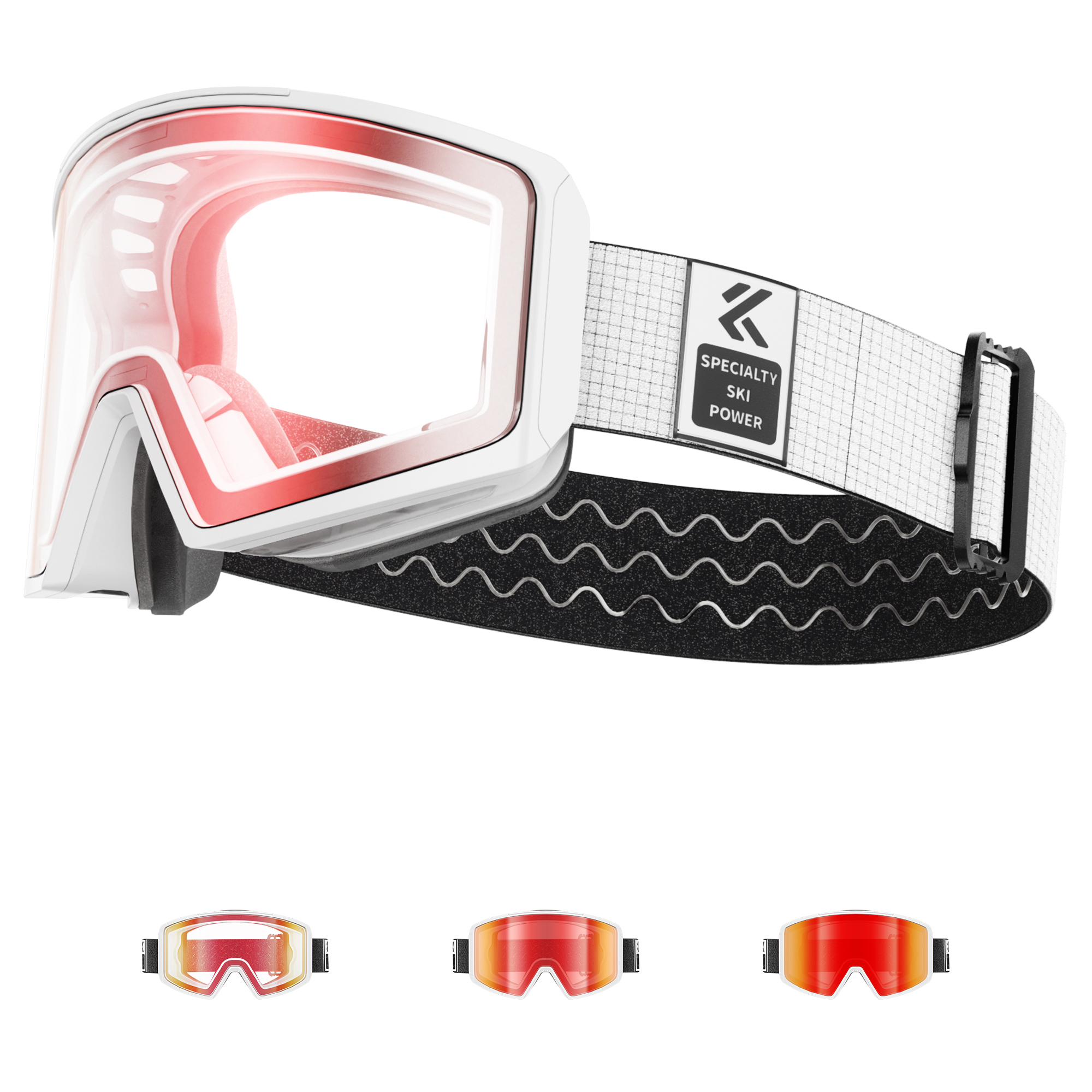 KAPVOE Occhiali da sci fotocromatici Doppi strati Lenti anti-appannamento UV400 Occhiali da sci sport invernali Sci Snowboard Uomo Donna Neve Nuovo: Argento