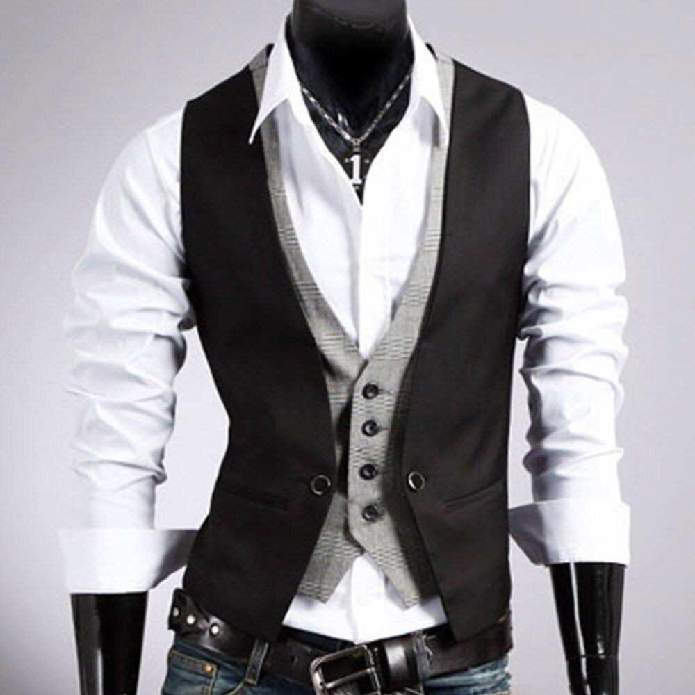 Smart casual Kleid Westen Für Männer Slim Fit Herren Anzug Weste Männlichen Weste Gilet Homme Casual Ärmellose Formale Business Jacke: L