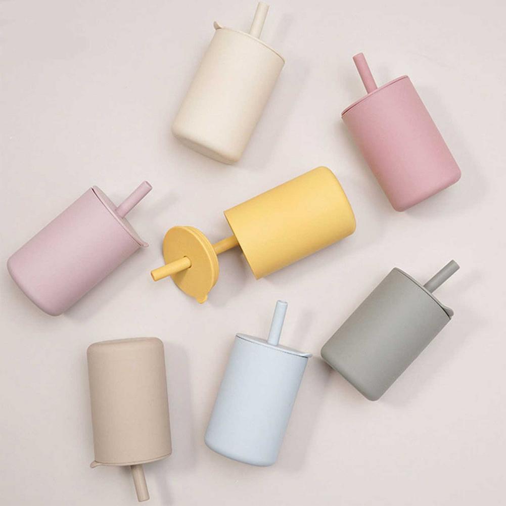 Vasos de silicona para bebé, sin BPA, almacenamiento portátil, envase de aperitivos, taza de alimentación para niños, juegos de tazas de aprendizaje a prueba de fugas