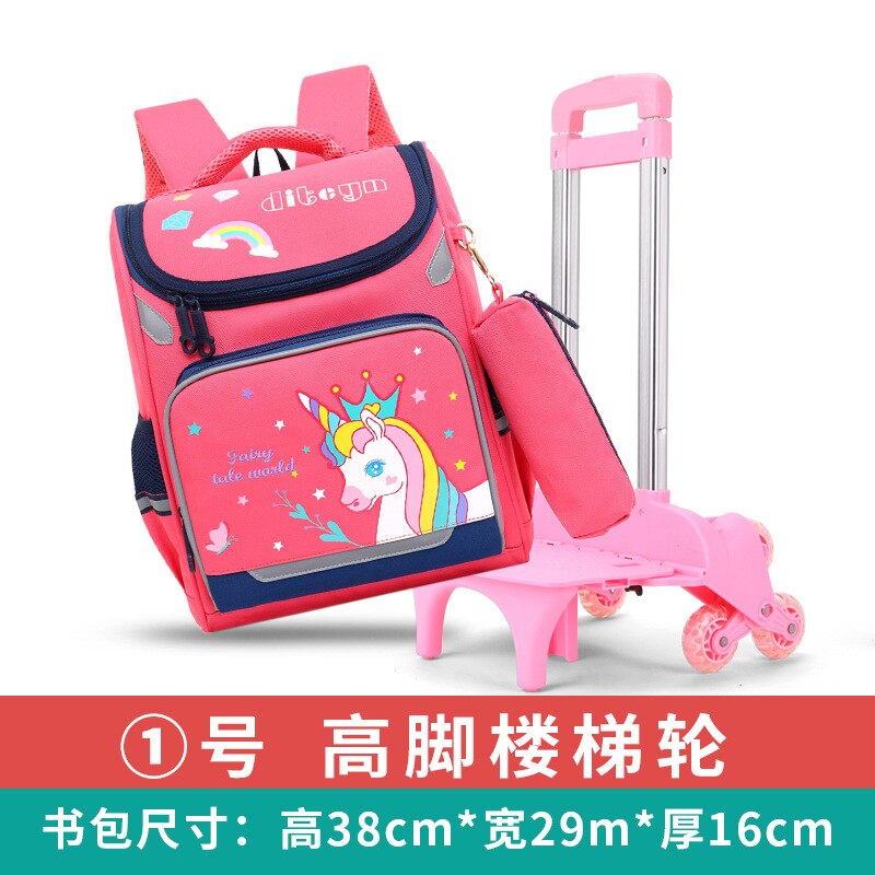 Afneembare kinderschooltassen met wieltjes meisjes jongens trolley schoolrugzak kinderschooltassen met wieltjes boekentas reisbagage