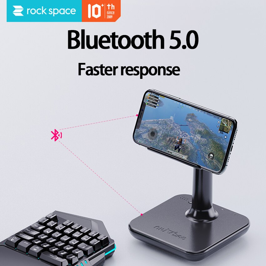 ROCKSPACE Phone Gaming Adapter Phone Mount Keyboard Mouse Converter Wired Bluetooth Dual mode Game Controller For IOS Android