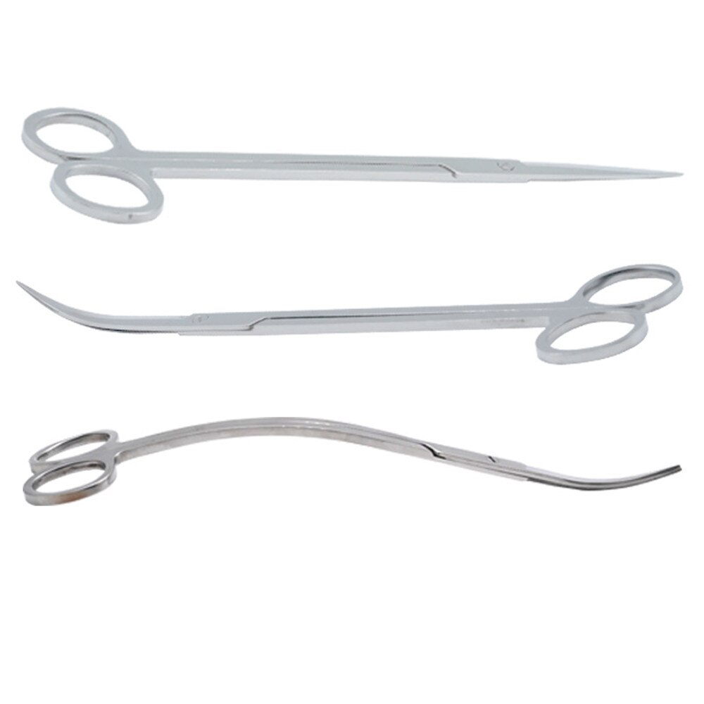 Cut Aquatic Aquarium Plant Tank Stainless Steel Long Wave Scissor Clean Tool Kit Water Grass Cutter Clipper Fish Tong Aquascape