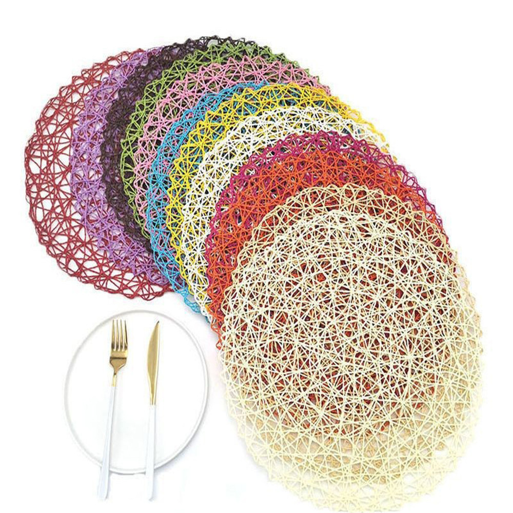 4Packungen Runde Papier gewebte Tischsets Holz tischsets Rattan tischsets Braun Papier Stroh tischsets für Esszimmer Party Hochzeit
