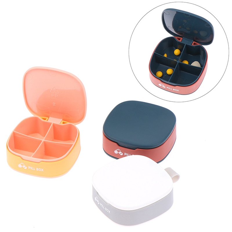 1Pcs Pill Case Four Compartment Box Organizer Medicine Tablet Dispenser Splitters
