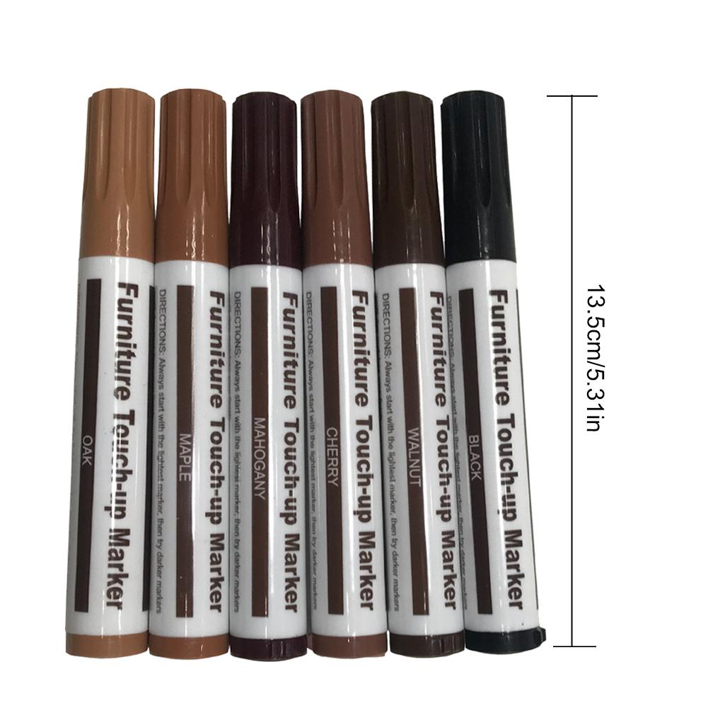 6 teile/satz Holzmaserung Farbe Reparatur Stift Marker Papier Gewickelt Wachs Stöcke kratzen aus Farbe Farbe Stift für Möbel Boden kratzen