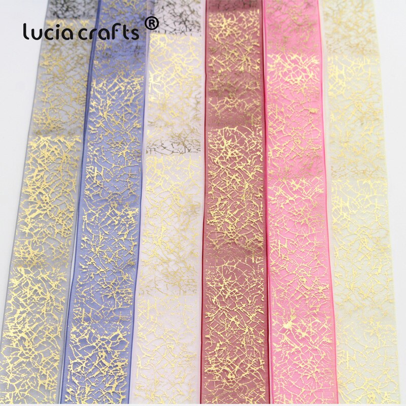 Lucia Ambachten 25 Mm Gedrukt Organza Lint Wedding Wrapping Decor Materiaal Diy Naaien & Haar Boog Accessoires P0102