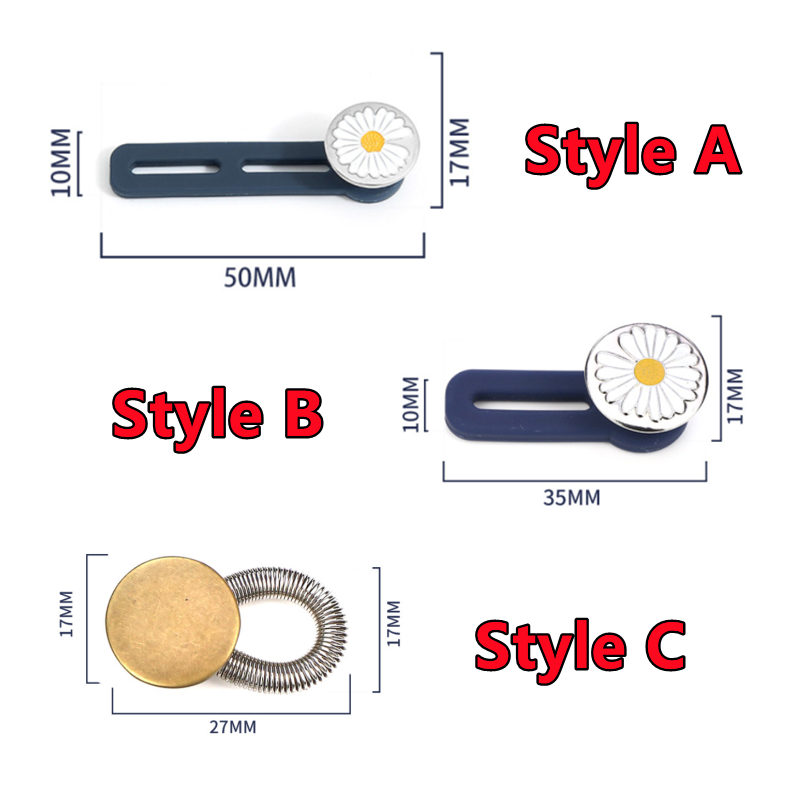 Extensor de botón de Metal para pantalones vaqueros, costura gratis, extensores de cintura retráctiles ajustables, expansor de cintura con botón, 10/5/1 ud.