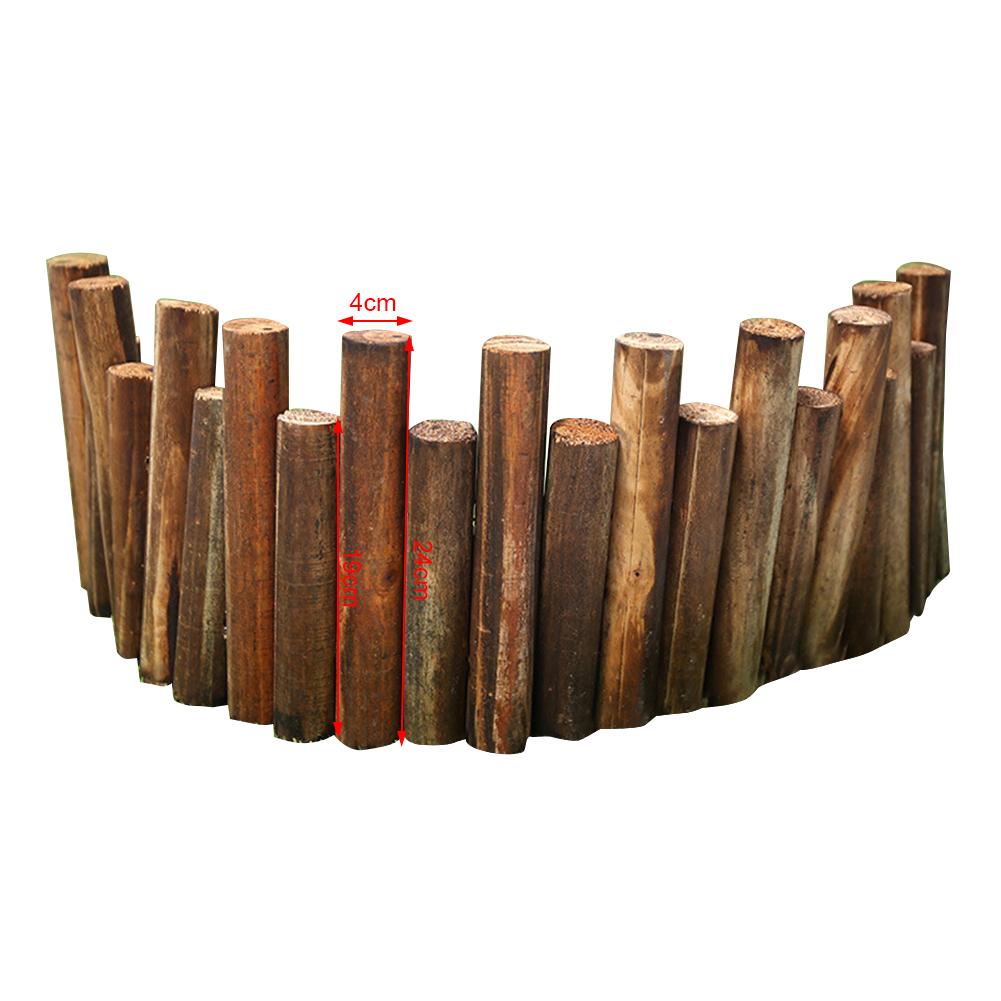 Picket/Round Fence Anti-corrosive Carbonized Wooden Garden Picket Fence Pile Garden Vegetable Fence Garden Decor Christmas Decor